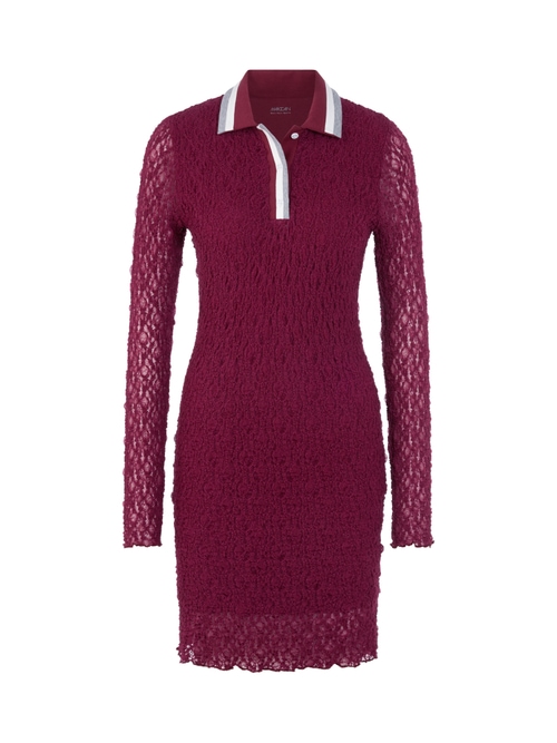 Marc Cain Women's Red Polo Dress With Mesh Look, 12 (N3)