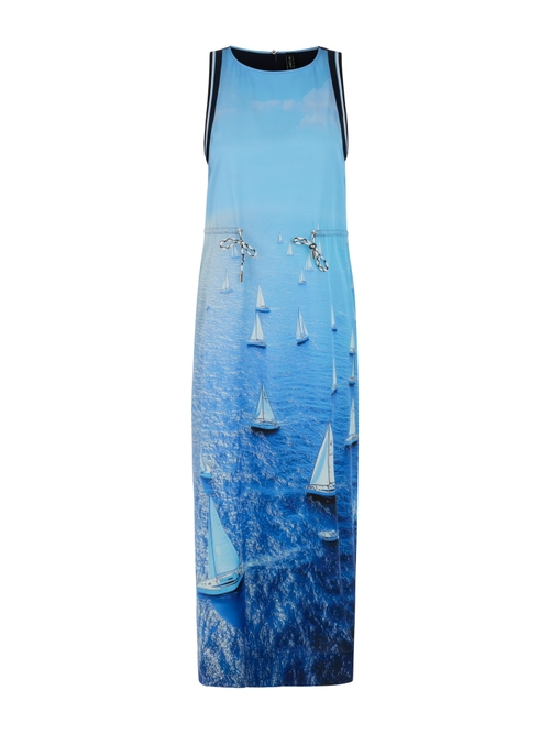 Marc Cain Women's Blue Maxi Dress With Print, 14 (N4)