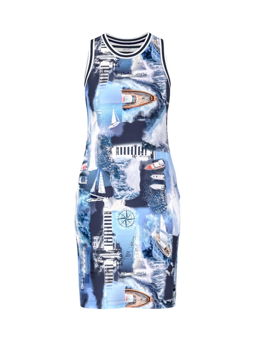 Marc Cain Women's Blue Dress With Maritime Print, 8 (N1)
