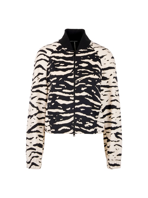 Marc Cain Women's Black Blouson Jacket With Animal Print, 10 (N2)