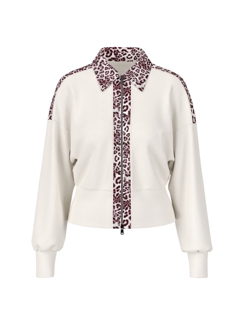 Marc Cain Women's White Cardigan With Leopard Details, 12 (N3)