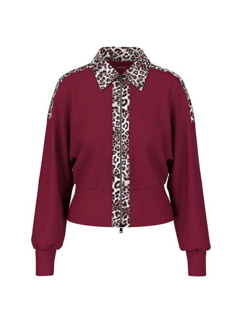 Marc Cain Women's Red Cardigan With Leopard Details, 12 (N3)