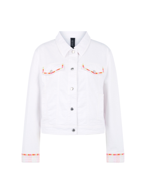 Marc Cain Women's White Denim Jacket With Colourful Embroidery, 12 (N3)