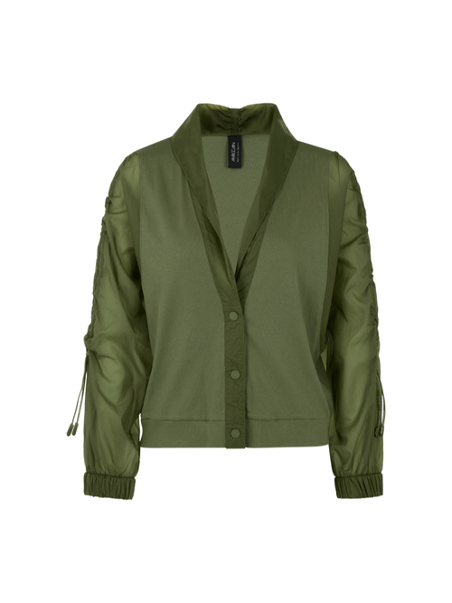 Marc Cain Women's Green Lightweight Jacket In A Mix Of Materials, 12 (N3)