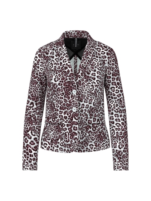 Marc Cain Women's Red Blazer With Leopard Print, 12 (N3)