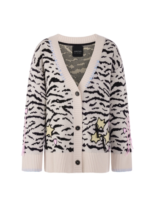 Marc Cain Women's White Long Cardigan With Animal Print, 10 (N2)