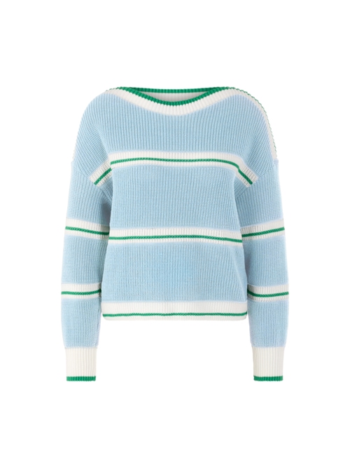 Marc Cain Women's Blue ‘Knitted In Germany’ Striped Jumper, 10 (N2)