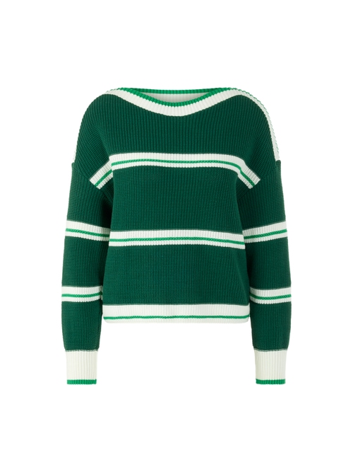 Marc Cain Women's Green ‘Knitted In Germany’ Striped Jumper, 8 (N1)