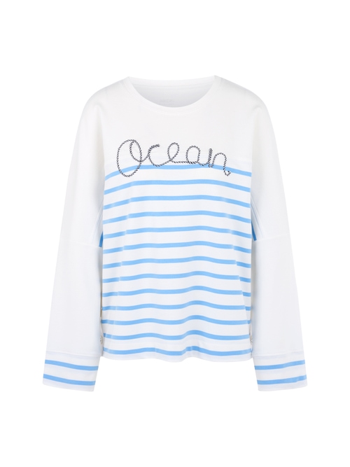 Marc Cain Women's White Striped Sweatshirt, 8 (N1)