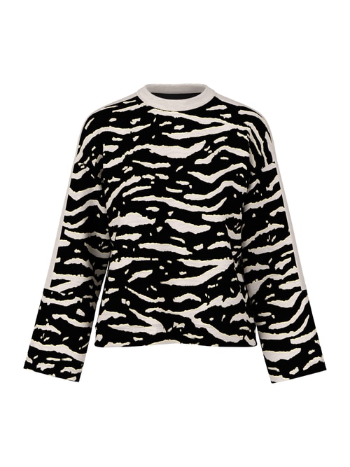 Marc Cain Women's Black Long-Sleeved Shirt With Animal Print, 10 (N2)