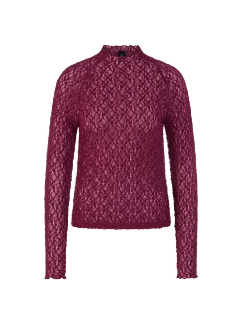 Marc Cain Women's Red Sheer Shirt With Lace, 10 (N2)
