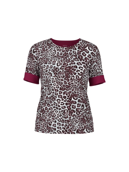 Marc Cain Women's Red Ribbed Shirt With Leopard Print, 10 (N2)