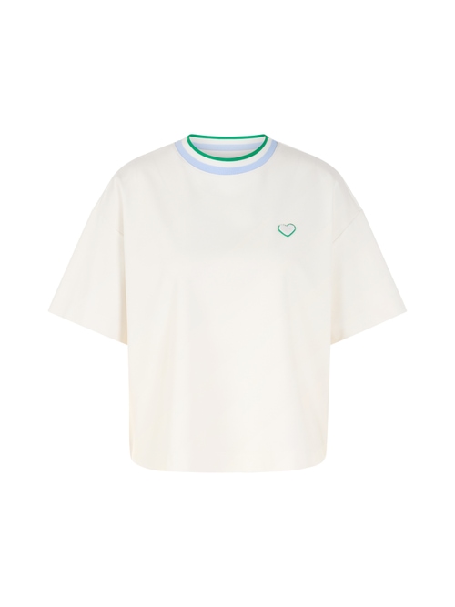 Marc Cain Women's White Shirt With Heart And Striped Details, 20 (N7)