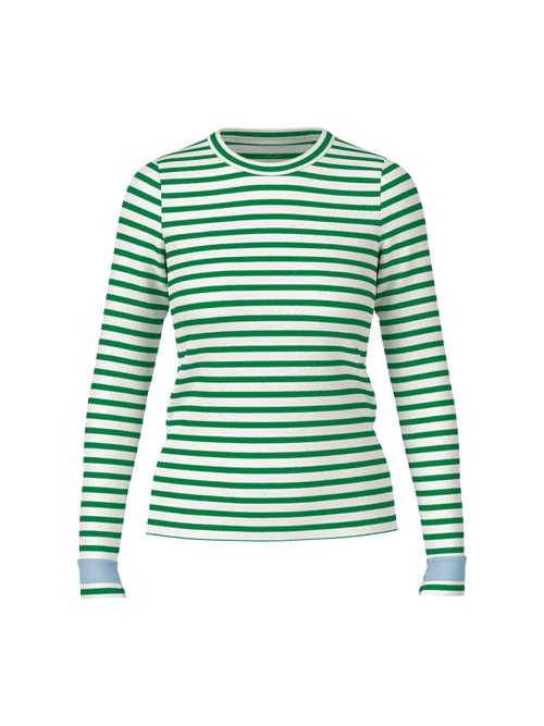 Marc Cain Women's Green Slim-Fit Striped Shirt, 18 (N6)