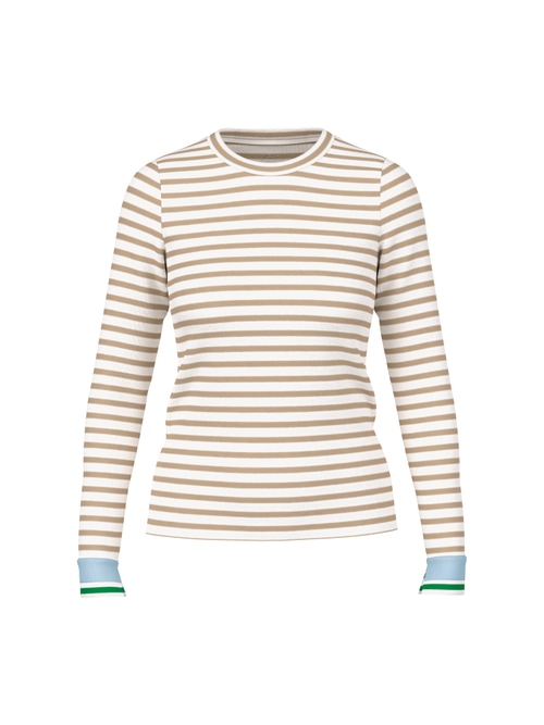 Marc Cain Women's Brown Slim-Fit Striped Shirt, 18 (N6)