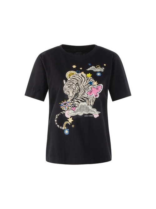 Marc Cain Women's Black T-Shirt With Appliqués, 8 (N1)