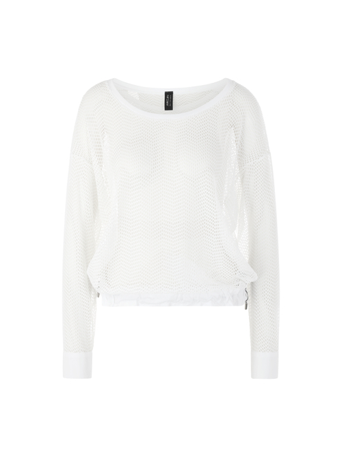 Marc Cain Women's White Mesh-Look Shirt, 12 (N3)