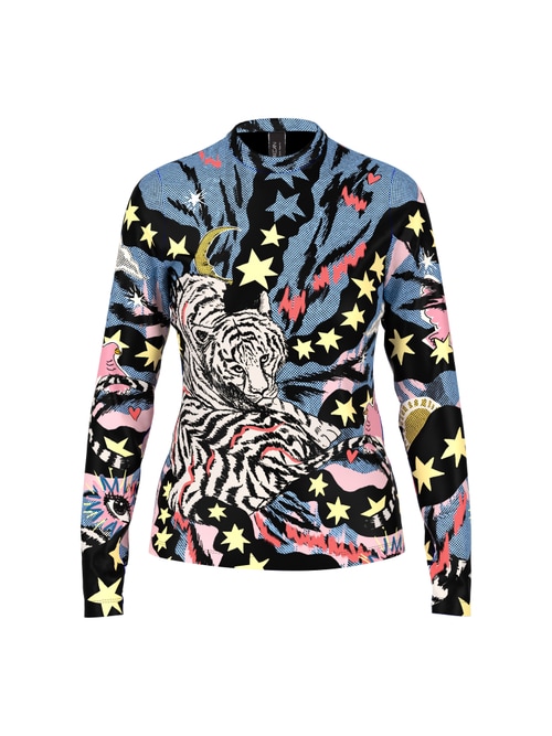 Marc Cain Women's Black Long-Sleeved Shirt With Comic Print, 16 (N5)