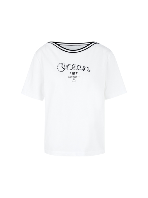 Marc Cain Women's White T-Shirt With Maritime Print, 8 (N1)