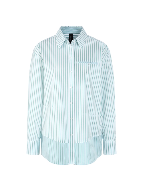 Marc Cain Women's Green Striped Cotton Shirt Blouse, 14 (N4)