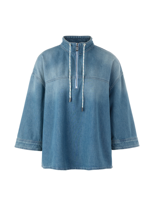 Marc Cain Women's Blue Sporty Denim Blouse With Stand-Up Collar, 20 (N7)