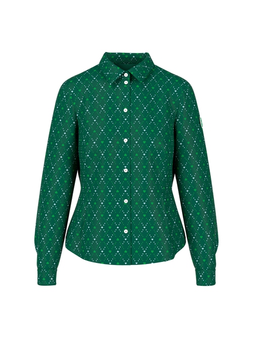 Marc Cain Women's Green Stretch Blouse With Heart Print, 16 (N5)
