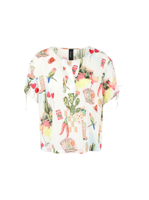 Marc Cain Women's White Blouse Shirt With Gathered Details, 8 (N1)