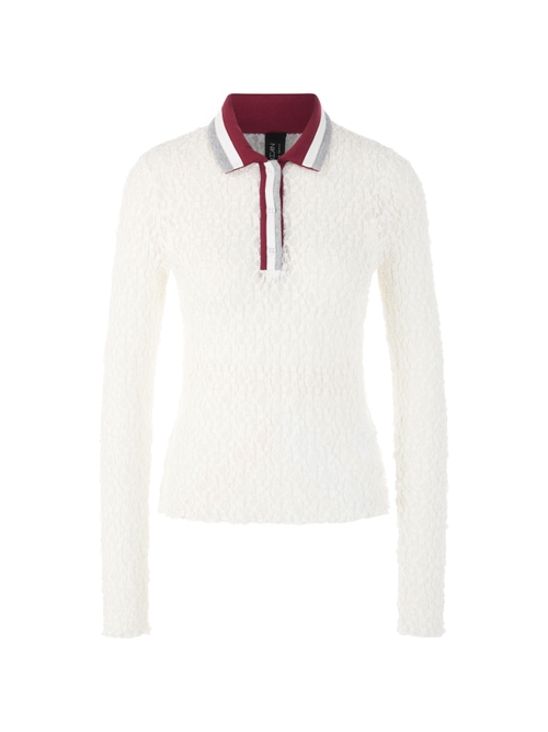 Marc Cain Women's White Polo Shirt With Lace, 10 (N2)