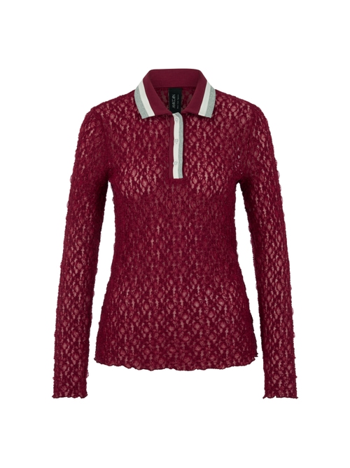 Marc Cain Women's Red Polo Shirt With Lace, 10 (N2)