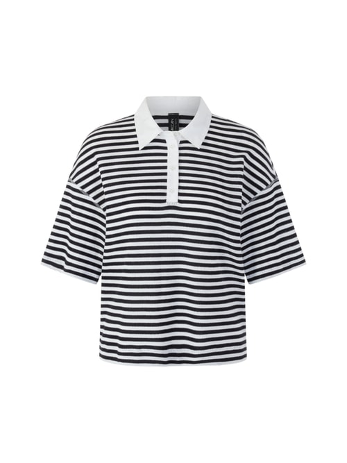 Marc Cain Women's Blue Striped Polo Shirt, 10 (N2)
