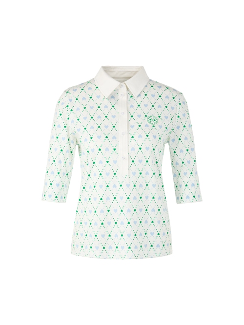 Marc Cain Women's White Polo Shirt With Heart Print, 20 (N7)