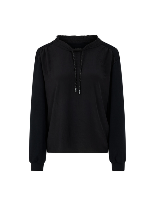 Marc Cain Women's Black Long-Sleeved Shirt With Materials Mix, 18 (N6)