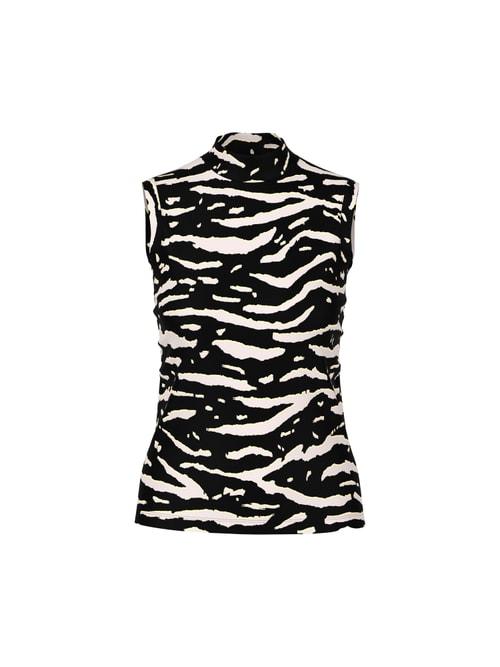 Marc Cain Women's Black Top With Animal Print, 10 (N2)