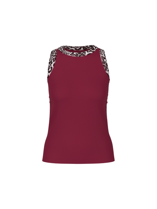 Marc Cain Women's Red Top With Leopard Print, 12 (N3)