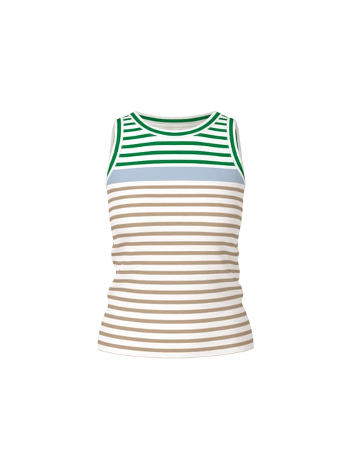 Marc Cain Women's Green Striped Stretch Cotton Top, 10 (N2)