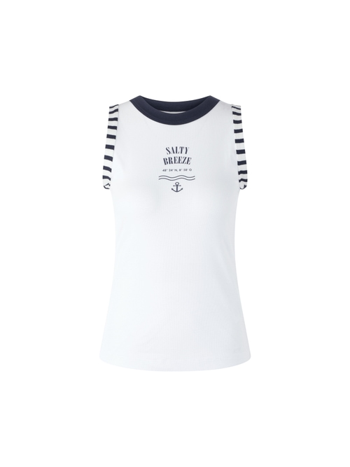 Marc Cain Women's White Top With Maritime Print, 8 (N1)
