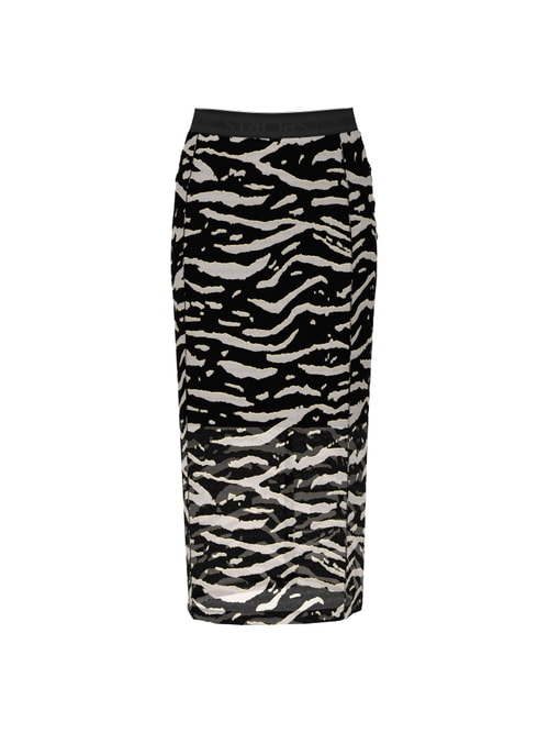Marc Cain Women's Black Mesh Skirt With Animal Print, 18 (N6)