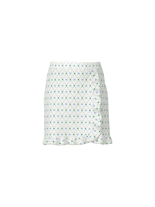 Marc Cain Women's White Heart Print Skirt In Scuba Jersey, 18 (N6)