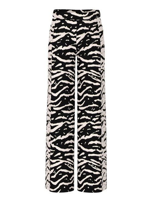 Marc Cain Women's Black Welkom Trousers With Animal Print, 18 (N6)