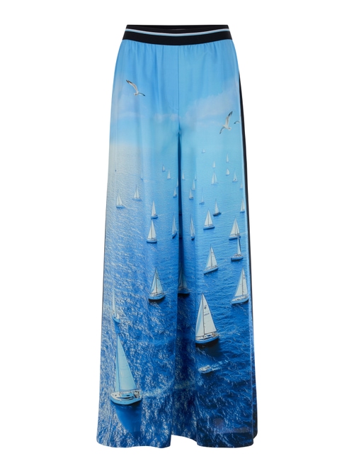 Marc Cain Women's Blue Wide-Leg Trousers Willmar, 8 (N1)