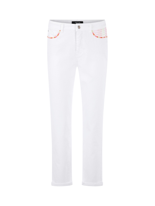 Marc Cain Women's White Riad Relaxed Fit Jeans With Embroidery, 18 (N6)