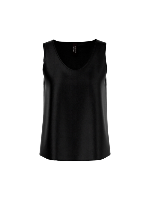 Marc Cain Women's Black Shiny Silk Top, 20 (N7)