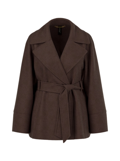 Marc Cain Women's Brown Short Wool Coat, 20 (N7)