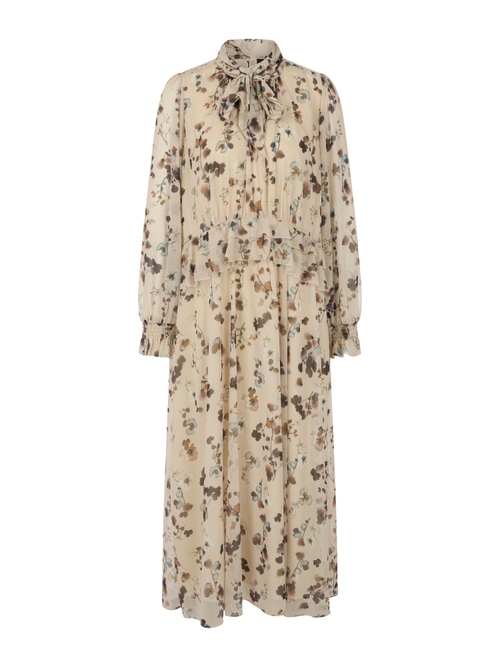 Marc Cain Women's White Floral Dress With Flounces, 20 (N7)