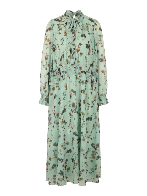 Marc Cain Women's Green Floral Dress With Flounces, 20 (N7)