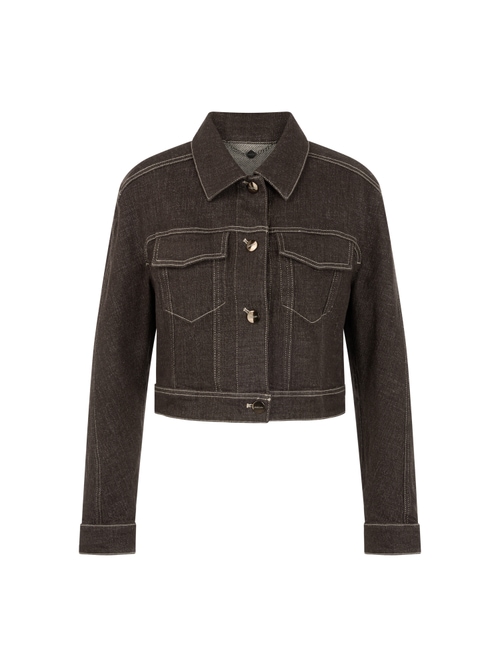 Marc Cain Women's Brown Short Denim Jacket With Lurex, 18 (N6)