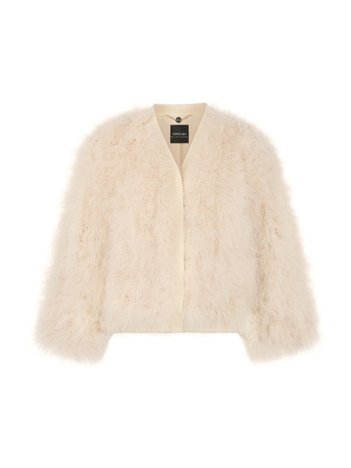 Marc Cain Women's White Short Jacket With Feathers, 14 (N4)