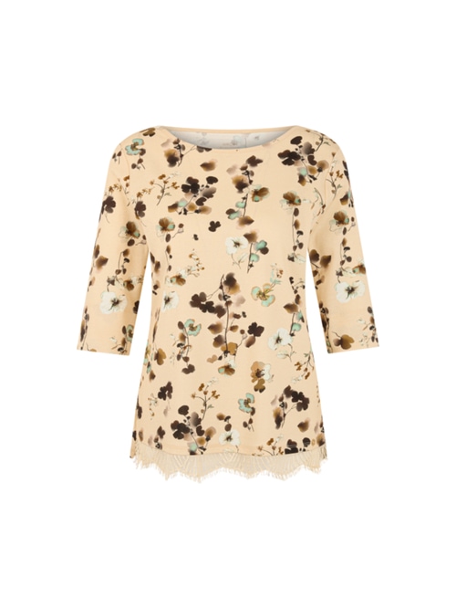 Marc Cain Women's White Floral Shirt With Lace Trim, 18 (N6)