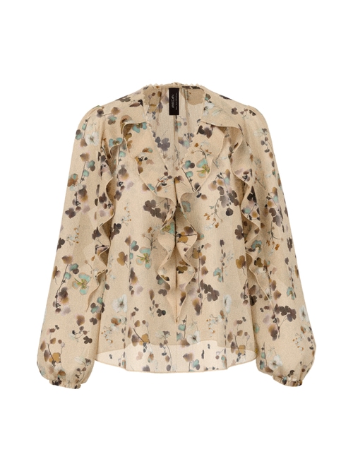 Marc Cain Women's White Floral Blouse With Flounces, 20 (N7)