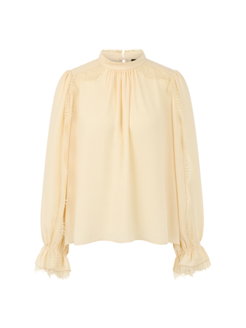 Marc Cain Women's White Flowing Blouse With Lace, 18 (N6)